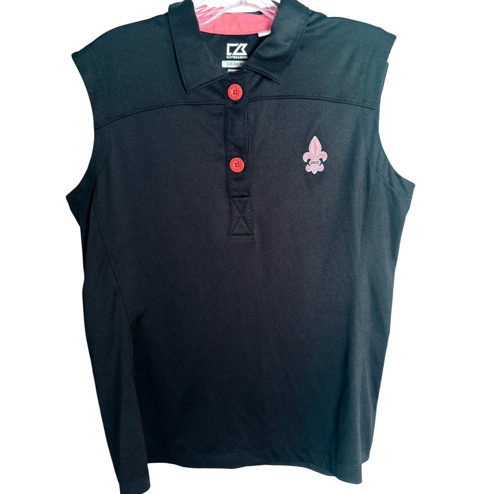 Cutter & Buck Sleeveless Polo Shirt Womens Medium Black Golf‎ CB DryTec Athletic